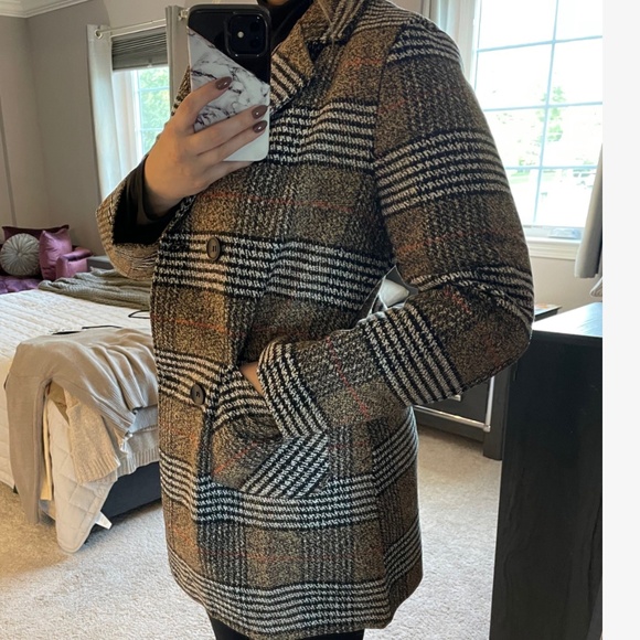 Classic Plaid Print Button Pockets Coat Jacket - Picture 7 of 12